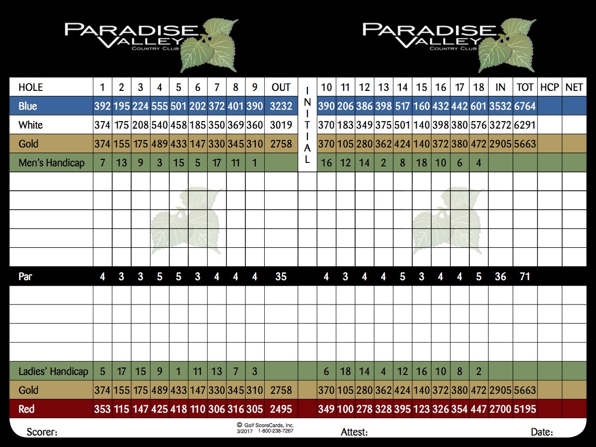 scorecard for fantasy valley golf course